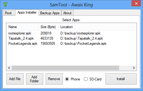 Apps Installer without icons